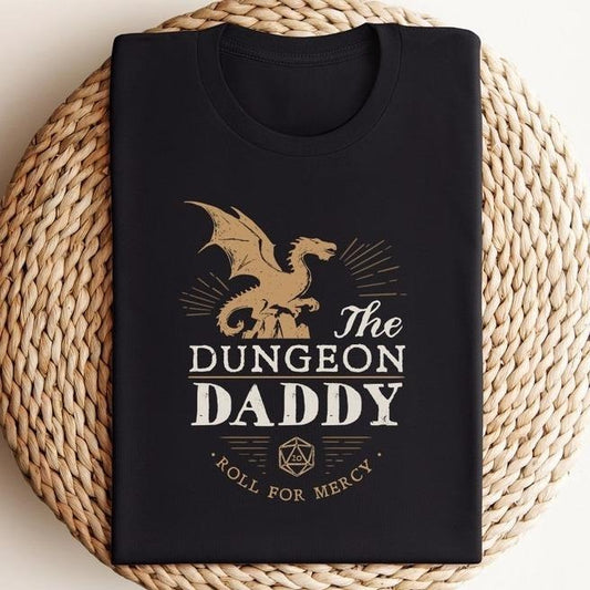 The Dungeon Dad Shirt, Dungeon Dad Shirt, D&D Gift for Fathers Day, Fun TTRPG D&D Fathers Day, Birthday or Gift for him, Retro Sunset Color Variant, Dungeons and Dragons Clothing for Him