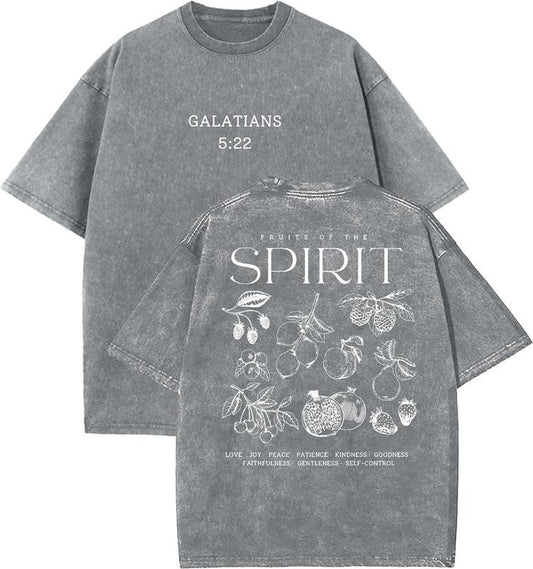 The Fruit Of The Spirit Unisex Washed T-Shirt, Christian t shirts, Vintage 90s Graphic Tee, Gift Top Womenswear Cotton Mineral Color