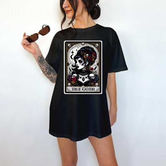 The Goth Tarot Card - T-Shirt, Gothic , Bright Graphic, Funny Apparel, Gift Idea, Relaxed Fit, Casual Apparel, Cute Top, Great with Jeans, All Seasons, Fun Style, Comfortable Shirt