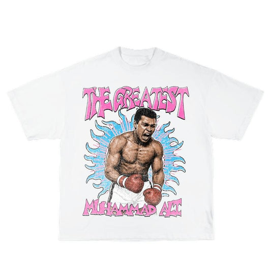 The Greatest Ali Inspired Vintage Graphic T-shirt Heavy Cotton Tee Basketball 90 s Styled Shirt Hiphop Vibes Y2K Aesthetic Throwback Classic Big Face Celebrity Tee