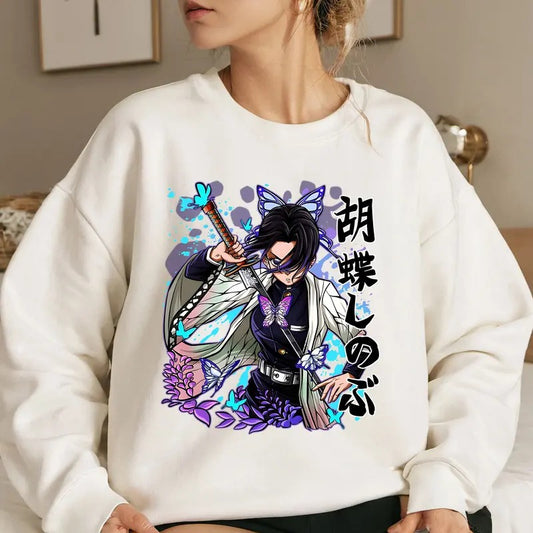 The Hashira DM Characters Insect Hashira Shirt Crewneck Hoodie, Anime Otaku Shirt Comfort Cotton