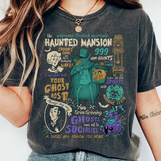 The Haunted Mansion Welcome Foolish Mortal Vintage Shirt Hitchhiking Ghosts, Halloween Costume, Not So Scary Halloween Party 2024