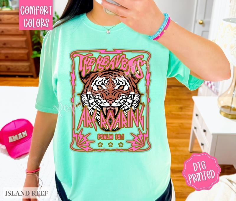 The Heavens Are Roaring Front Comfort Colors Shirt, Cute Religious Tshirt, Christian Tee