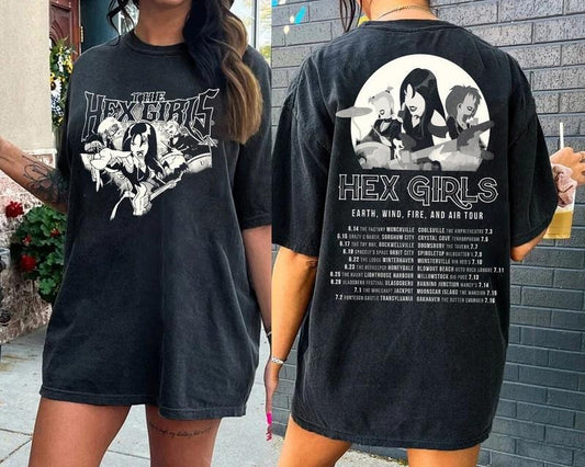The Hex Girls Classic Vintage T-Shirt Black Crewneck Casual Rock Band Sweatshirt with Graphic Design