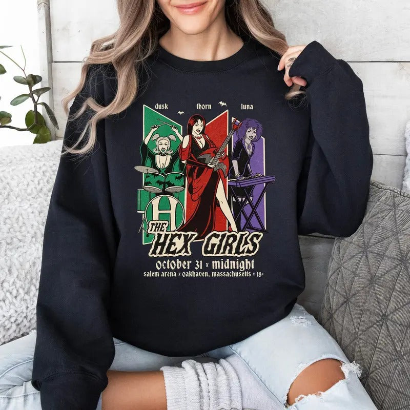 The Hex Girls Sweatshirt, The Hex Girls Rock Band Shirt, Halloween Retro 90s T-Shirt, Spooky Season Sweater, The Hex Girls Lover Gift