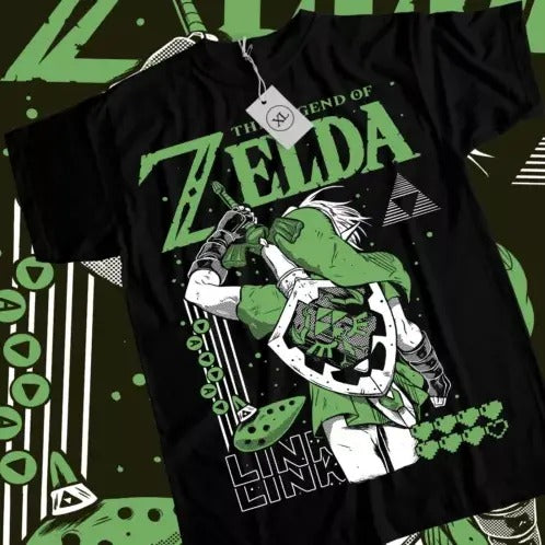 The Legend of Zelda T-shirt Link To The Past Funny Anime Black Shirt All Size