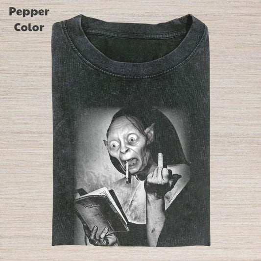 The Lord of the Rings Vintage Graphic Tee, Gollum Middle Finger And Smoking T-Shirt, Movies Tee, Unisex Meme Cringe Funny Dumb Shirt, Menswear Womenswear Streetwear