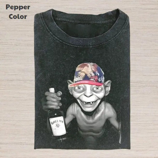 The Lord of the Rings Vintage Graphic Tee, Gollum Wine Bottle T-Shirt, Movies Tee, Unisex Meme Cringe Funny Dumb Shirt, Gift For Men Women, Menswear Womenswear Streetwear Cotton Comfort