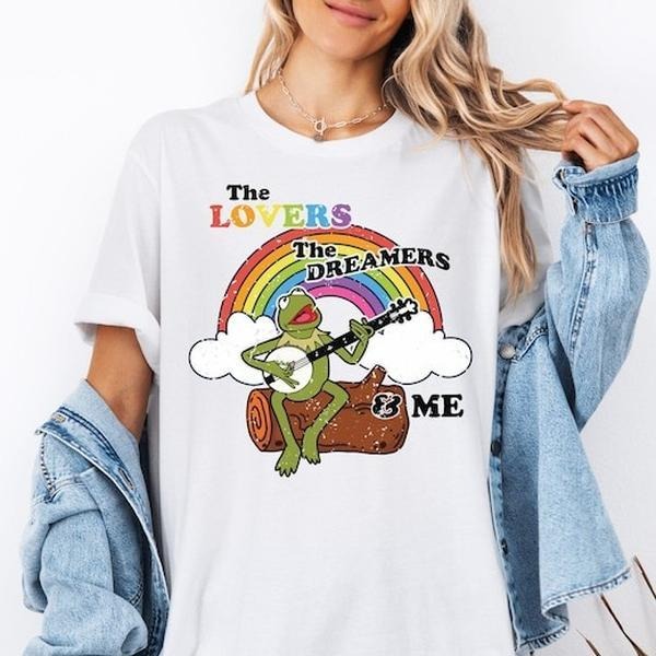 The Lovers The Dreamers & Me Shirt, Kermit The Frog T-Shirt, Retro Muppet Kermit Shirt, The Dreamers Rainbow Shirt, Muppet Merch
