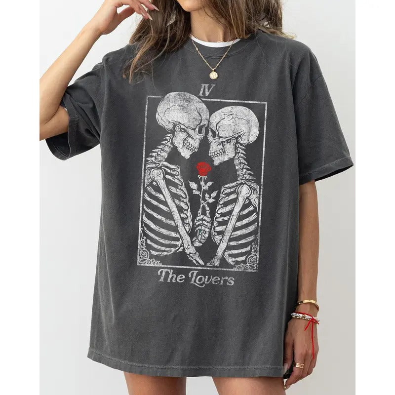 The Lovers, Skeleton, Ghost, Funny, Witch, Aesthetic, Meme, Halloween, Spooky, Costume, Tshirt, Women's, Comfort Colors Tee, Spooky, Tshirt, Witch, Pumpkin, Ghost, Skeleton