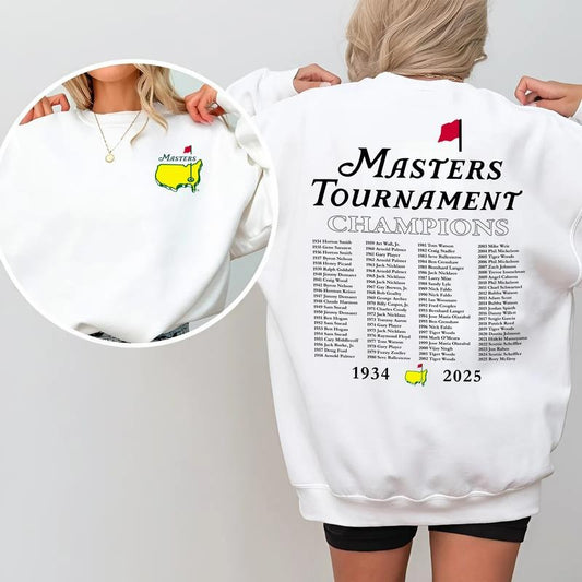 The Masters Augusta 2025 Sweatshirt, Vintage Golf Champions Print, 2-Sided Cotton Crewneck, Streetwear Long Sleeve, Menswear & Womenswear Top