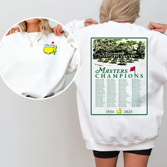 The Masters Champions 2025 Sweatshirt, Retro Golf Tournament Pullover, Vintage Style Augusta National Graphic, Streetwear Cotton Casual Top