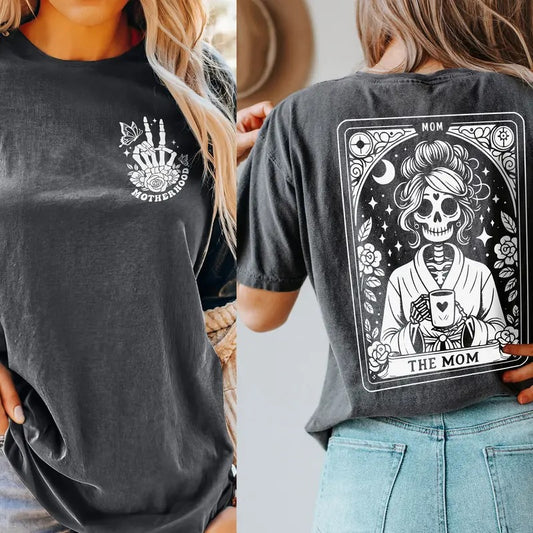 The Mom Tarot Card Shirt Vintage Skeleton Mom Shirt Unisex Tarot Card Shirt Cute Coffee Lovers Shirt Tarot Lovers Gifts