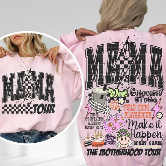The Motherhood Tour Retro Mama Lighting Bolt 2 Sides Sweatshirt, Some Days I Rock It Either Way Were Rockin Tee