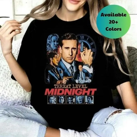 The Office Threat Level Midnight Retro Vintage Shirt, Gift For Woman and Man Unisex T-Shirt, Trending T-shirt,  Crew Neck, Size S- 3XL