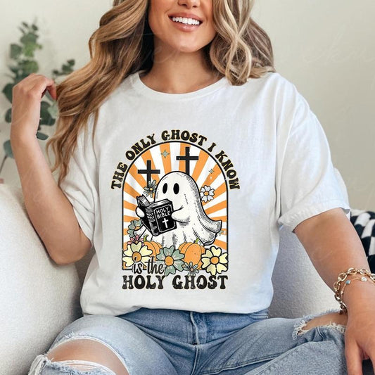The Only Ghost I Know Is The Holy Ghost Shirt Casual Style Crew Neck Short Sleeve T-Shirt Tops Trendy for Unisex, Perfect Gift