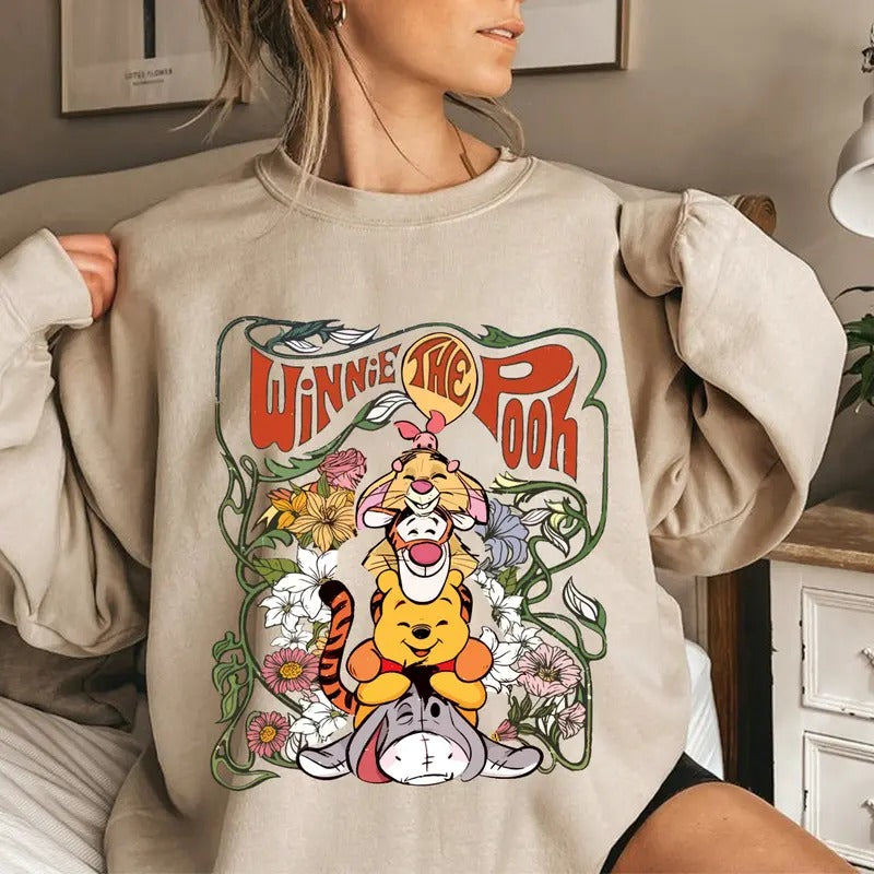 The Pooh and Friends Shirt, Retro Cute Character Sweatshirt, Pooh Smile Shirt, Vintage 90s Films Shirt, Gift For Friends