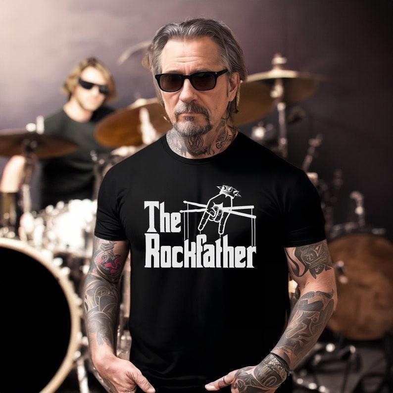 The Rockfather T-Shirt for the True Rock Dad - Drummer Shirt - Rock Band Shirt - Gift for Papa - Funny Musician T Shirt - Father's Day