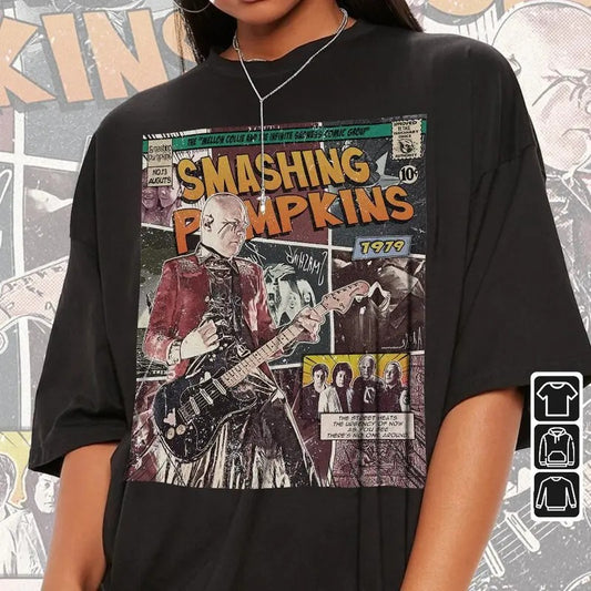 The Smashing Pumpkins Comic Shirt, 90s Vintage Merch Book Art, Infinite Sadness Album World Tour Graphic Tee, Unisex Menswear Womenswear Top, Retro Rock Fashion