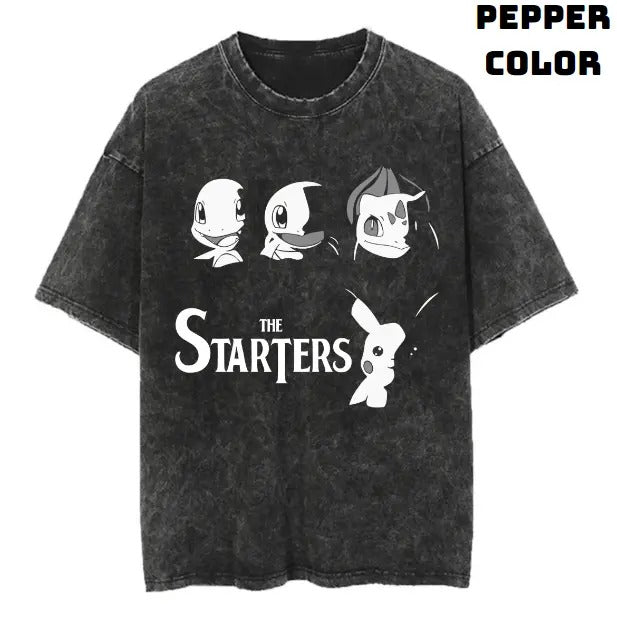 The Starters Vintage Tee, Pikachu Shirt, Pokemon Shirt, Anime Manga Shirt, Halloween Shirt, Vintage Graphic Tee, Unisex T-Shirt, Gift For Fan Pokemon, Crewneck Short Sleeve Shirt Top Menswear Streetwear