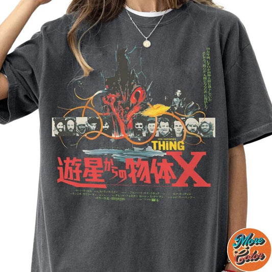 The Thing Movie Retro Japanese Poster Graphic Movie Vintage Shirts, Cotton Unisex T-Shirt, Crew Neck, Size S- 3XL, Menswear Top, Womenswear Top Underwear Streetwear