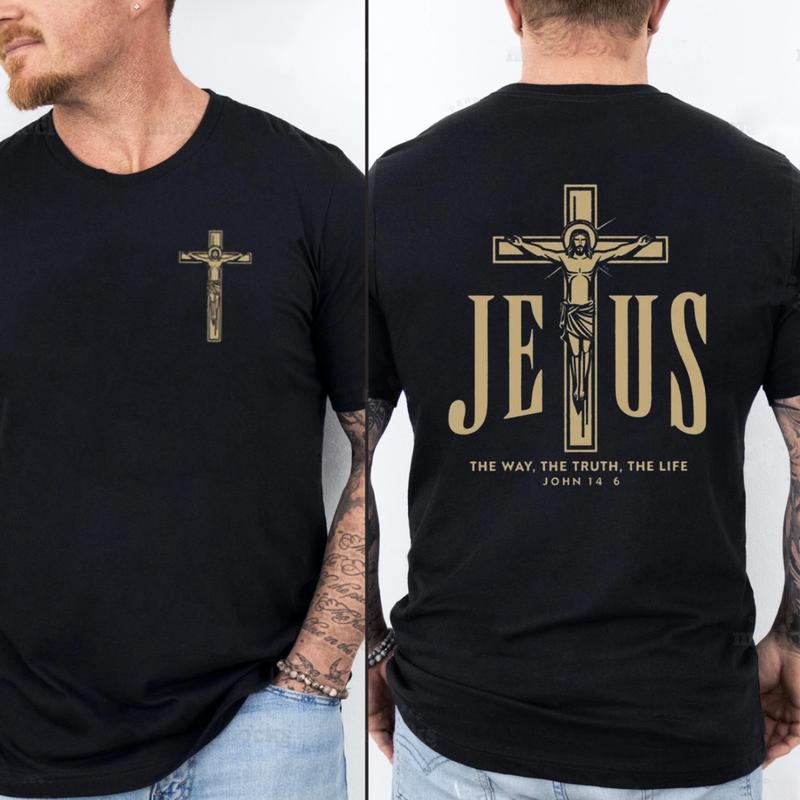 The Way The Truth The Life Christian Bible Verse T-Shirt  Graphic Tee for Men Women Unisex Casual Streetwear Crewneck Short Sleeve Men gifts