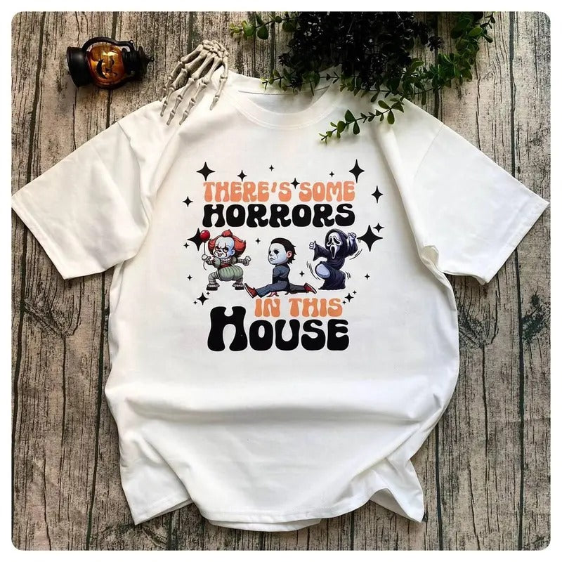 There's Some  s In This House Shirt Michael Myers Ghostface Pennywise Shirt Spooky Season Halloween Gift, Trendy Funny Halloween Pumpkin Shirt