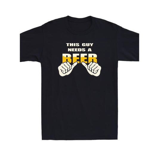 This Guy Needs A Beer Cartoon Hands Drinking Party Humor Novelty Men's T-Shirt Soft And Comfortable Round Neck - 220g made in usa