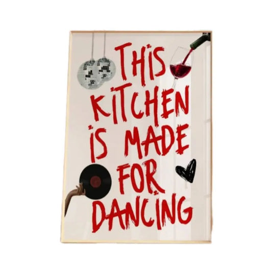 This Kitchen Is For Dancing, Aesthetic Kitchen Wall Art, Maximalist Kitchen Decor, Retro Dancing Poster, Funky Kitchen Poster, Gifts For Family Friends Art Prints, Poster Prints No Frame, Wall Decoration, Art Posters, Gifts For Birthday