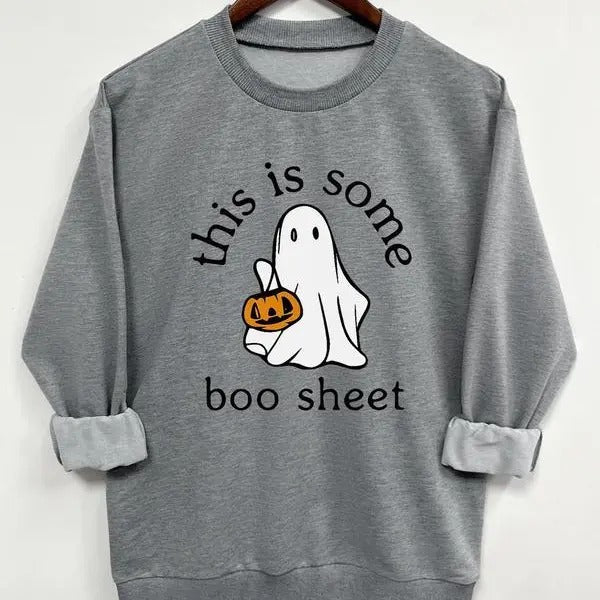 This is Some Boo Sheet, Spooky Cute Sweatshirt, Pumpkin Shirt, Halloween Sweatshirt, Halloween Shirt, Unisex Classic Cotton Graphic Print All Sizes for Men and Women