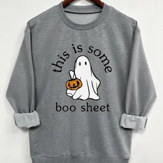 This is Some Boo Sheet, Spooky Cute Sweatshirt, Pumpkin Shirt, Halloween Sweatshirt, Halloween Shirt, Unisex Classic Cotton Graphic Print All Sizes for Men and Women