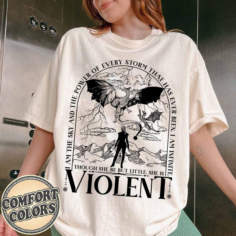 Though She Be but Little Comfort Colors Shirt, Violet Sorrengail Shirt, Dragon Rider Shirt, Bookish Shirt, Onyx Storm Shirt, Fourth Wing Tee