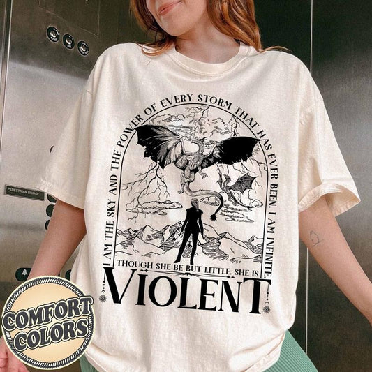 Though She Be but Little Comfort Colors Shirt, Violet Sorrengail Shirt, Dragon Rider Shirt, Bookish Shirt, Onyx Storm Shirt, Fourth Wing Tee