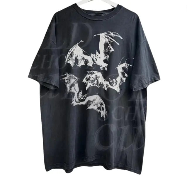 Three Bats Y2k T-Shirt, Vintage 90s Style Bat T-Shirt, Washed Retro Gothic Shirt, Dark Art Shirt, Unisex Adult Grunge 2000s Graphic Shirt Menswear Top Underwear Tshirt