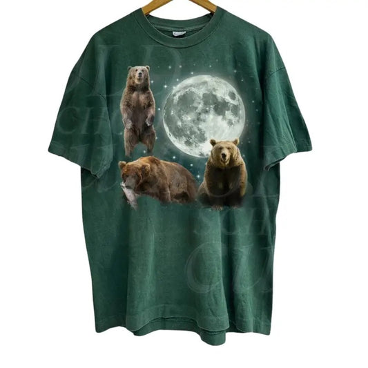 Three Bears Moon Vintage Graphic T-shirts, Retro Bear Tshirt, Bear Lovers, Funny Bear Tee, Unisex Tee Menswear Top