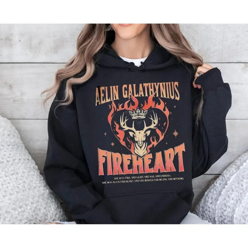 Throne Of Glass Fan Shirt, Aelin Galathynius Sweatshirt, Fireheart Aelin T Shirt, Kingsflame The Thirteen Hoodie, Gift For Book Lover, Unisex Sweater Pullover Tee