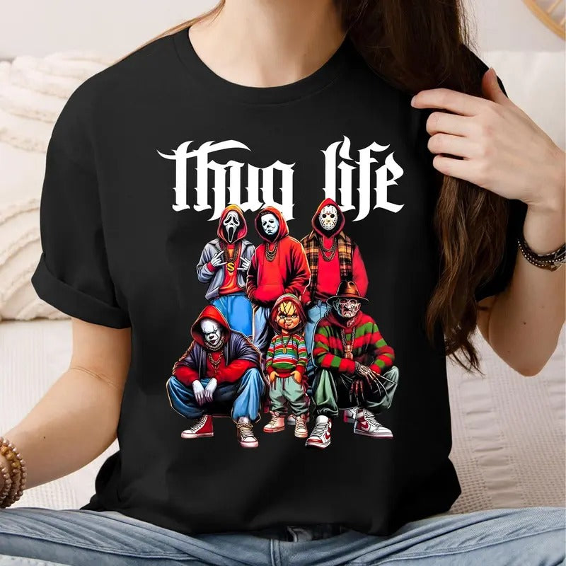 Thug Life Horror Movie Shirt, Movie Shirt, Scary Halloween Shirt, Horror Friend Shirt, Retro Halloween Shirt, Unisex Short Sleeve Tee Shirt