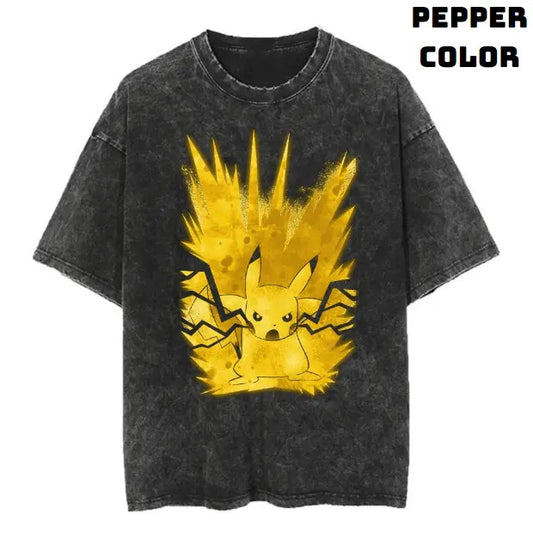 Thunder Pikachu Vintage Tee, Pikachu T-Shirt, Pokemon Graphic Tees, Unisex Anime Manga Shirt Top Menswear Womenswear Streetwear