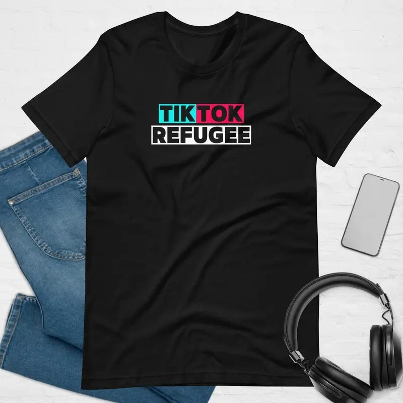 TikTok Refugee Label Soft T-shirt, Graphic tee, Fashion Cotton, Hip Hop shirt, Gift for her, Gift for him, Vintage tee, Singer Tee