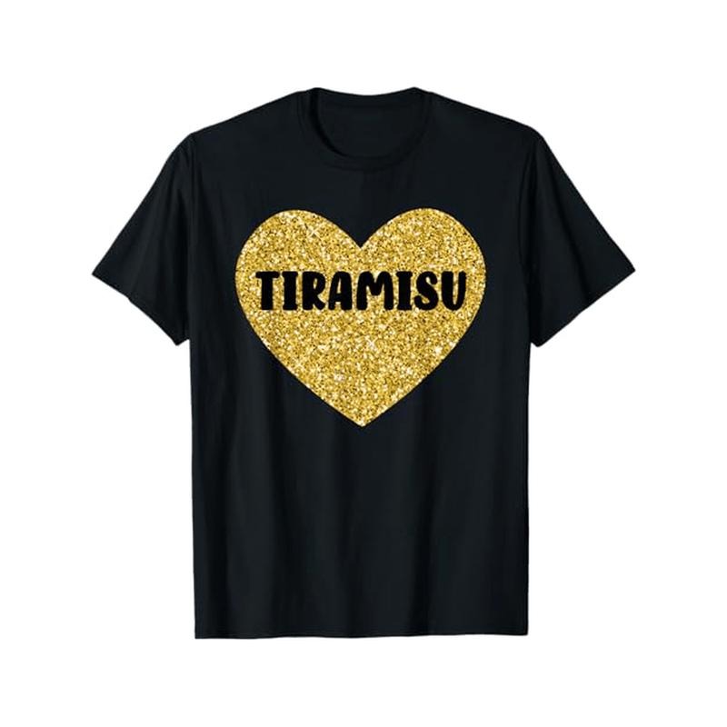 Tiramisu Lover'S Casual Crew Neck T-Shirt - 100% Cotton, Short Sleeve, Slight Stretch, All-Season Comfort, Printed Pattern, Regular Fit, No Padding - Perfect for Weekends & Special Occasions, Unisex - Black Made in USA