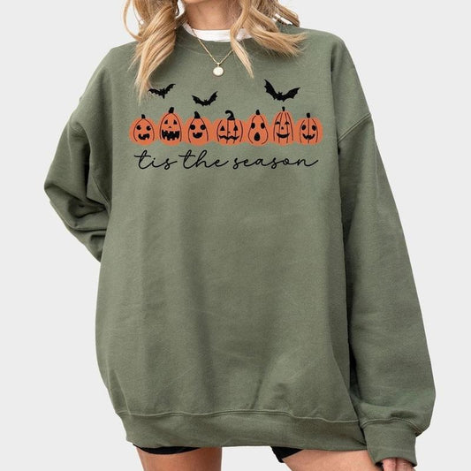Tis The Season Halloween Sweatshirt, Halloween Pumpkin Shirts, Retro Halloween Comfort Tee, Pumpkin Halloween Face, Spooky Vibes Shirt, Spooky Season, Halloween Shirts For Women, Gift for Her