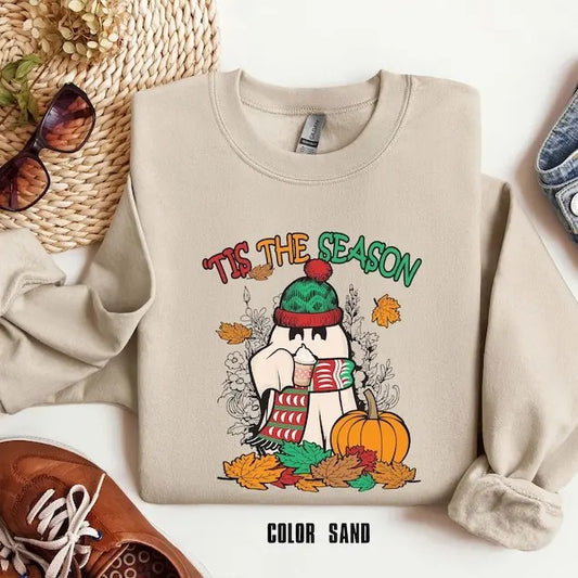Tis The Season Sweatshirt, Happy Hallothanksmas Sweatshirt , Halloween Sweatshirt, Thanksgiving Shirt, Christmas Shirt, Snowmen Sweatshirt