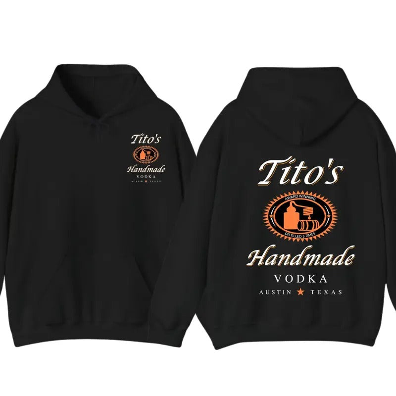 Tito's Handmade Vodka Hoodie - Classic Design with Logo and Austin, tiktok shop store, Unisex Sweater for Fans of Craft Spirits - Unisex T-Shirt