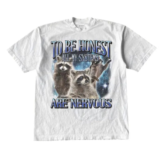 To Be Honest All My Systems Are Nervous Vintage T Shirt, Retro 90s Rat Shirt, Three Raccoons Shirt, Raccoons Graphic, Raccoons Lovers Top Menswear