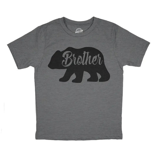 Toddler Brother Bear T shirt Cute Funny Matching Family Tee for Boy Cool Tee Funny Toddler Shirts Funny Brother Apparel Childrens Graphic Tees Dark Grey