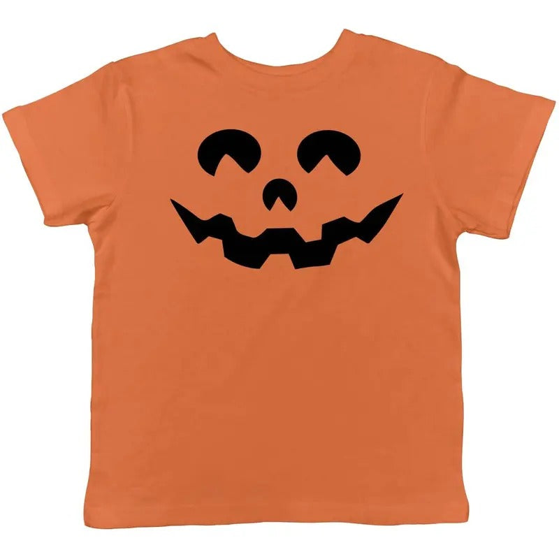 Toddler Cartoon Eyes Pumpkin Face Funny Fall Halloween Spooky T shirt Funny Toddler Shirts Halloween Apparel for Toddler Childrens Graphic Tees Orange