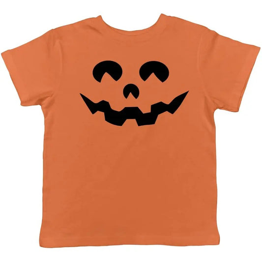 Toddler Cartoon Eyes Pumpkin Face Funny Fall Halloween Spooky T shirt Funny Toddler Shirts Halloween Apparel for Toddler Childrens Graphic Tees Orange