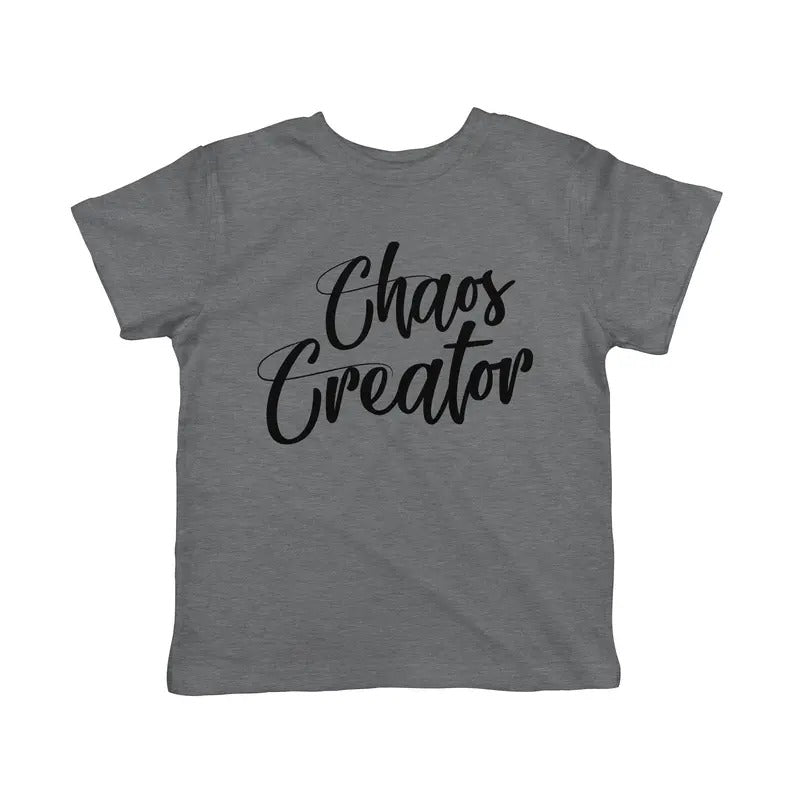 Toddler Chaos Creator T Shirt Funny Trouble Maker Baby Infant T Shirt Kids Gift Funny Toddler Shirts Childrens Graphic Tees Dark Grey