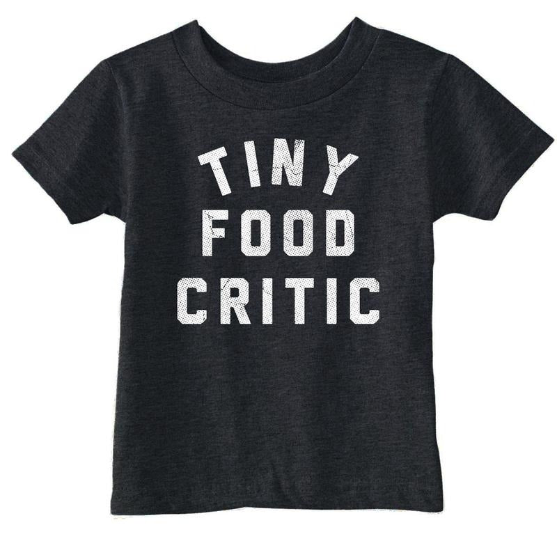 Toddler Funny T Shirts Tiny Food Critic Sarcastic Graphic Novelty Tee For Young Kids Funny Toddler Shirts Sarcastic Apparel for Toddler Funny Food Apparel Childrens Graphic Tees Black -