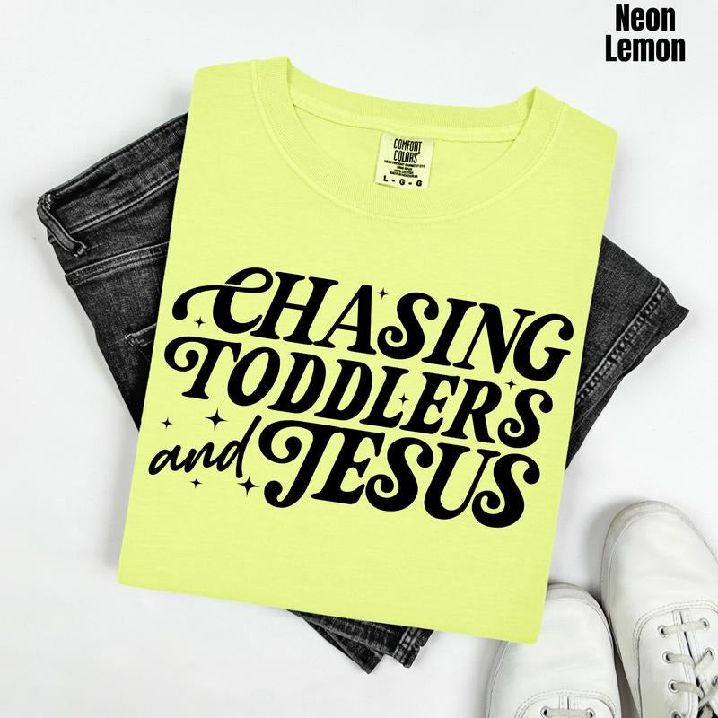 Toddlers & Jesus Black Comfort Colors T-Shirt 'NLB'